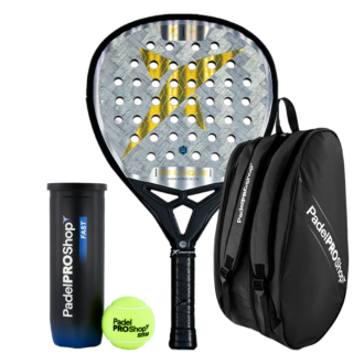 Pacchetto Racchetta da Padel Drop Shot Axion Attack 1.0 LTD 2025 Jon Sanz+ Borsa per Racchette PadelPROShop + Palline da padel PadelPROShop Fast
