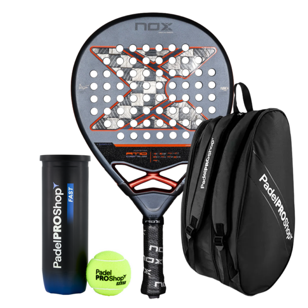 Pack Nox AT10 Genius 18K Alum 2025 Agustín Tapia + Padel bag PadelPROShop Black + PadelPROShop Padel Balls Fast