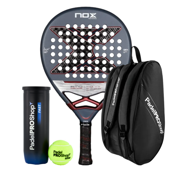 Nox Padel Schläger Set AT10 Genius 12K 2025 Agustín Tapia + Padel-Taschen PadelPROShop + PadelPROShop Padelbälle Fast
