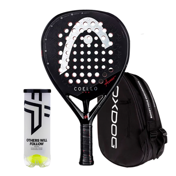 Head Padel Schläger Set Coello Pro 2025 + Padel-Taschen Oxdog Ultra Tour Schwarz + Oxdog Padelbälle BOOST+