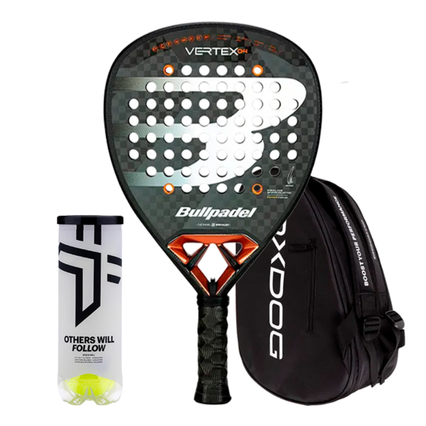 Bullpadel Padel Schläger Set VERTEX 04 + Padel-Taschen Oxdog Ultra Tour Schwarz + Oxdog Padelbälle BOOST+